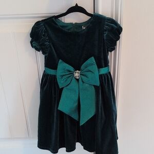 Rare Editions Green Velvet Kids Formal Dress